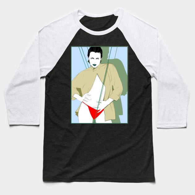 Pop Lady Patrick Nagel 1980 Baseball T-Shirt by M-HO design